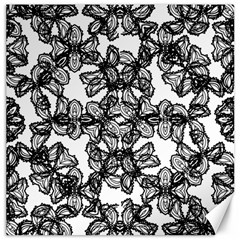 Stylized Botanical Motif Black And White Print Canvas 20  X 20  by dflcprintsclothing