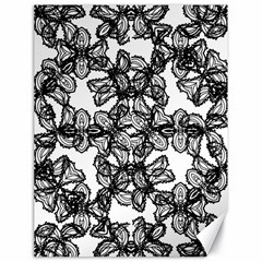 Stylized Botanical Motif Black And White Print Canvas 18  X 24  by dflcprintsclothing