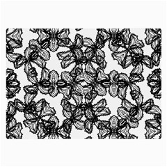 Stylized Botanical Motif Black And White Print Large Glasses Cloth (2 Sides)