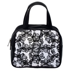 Stylized Botanical Motif Black And White Print Classic Handbag (One Side)