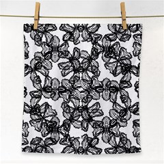 Stylized Botanical Motif Black And White Print Face Towel