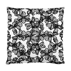 Stylized Botanical Motif Black And White Print Standard Cushion Case (Two Sides)