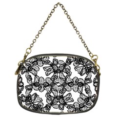 Stylized Botanical Motif Black And White Print Chain Purse (two Sides) by dflcprintsclothing