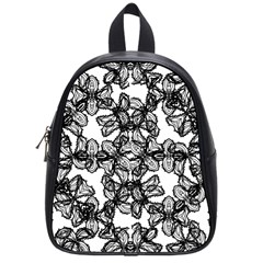 Stylized Botanical Motif Black And White Print School Bag (small)