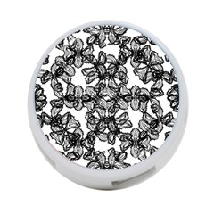 Stylized Botanical Motif Black And White Print 4-Port USB Hub (Two Sides)