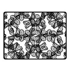 Stylized Botanical Motif Black And White Print Fleece Blanket (small) by dflcprintsclothing