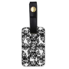 Stylized Botanical Motif Black And White Print Luggage Tag (one side)