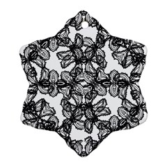 Stylized Botanical Motif Black And White Print Ornament (Snowflake)