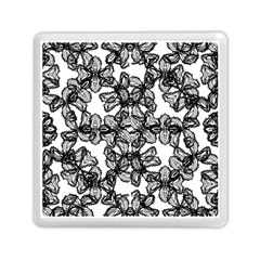 Stylized Botanical Motif Black And White Print Memory Card Reader (Square)