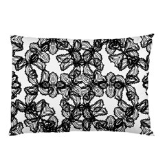 Stylized Botanical Motif Black And White Print Pillow Case (Two Sides)