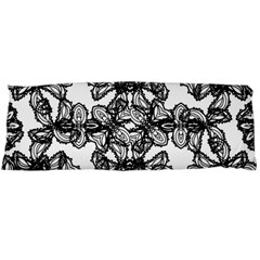 Stylized Botanical Motif Black And White Print Body Pillow Case (Dakimakura)