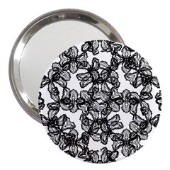 Stylized Botanical Motif Black And White Print 3  Handbag Mirrors by dflcprintsclothing