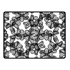 Stylized Botanical Motif Black And White Print Double Sided Fleece Blanket (Small) 