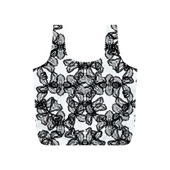 Stylized Botanical Motif Black And White Print Full Print Recycle Bag (S)