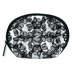 Stylized Botanical Motif Black And White Print Accessory Pouch (medium) by dflcprintsclothing