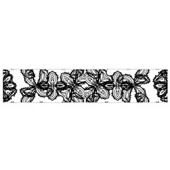 Stylized Botanical Motif Black And White Print Small Flano Scarf