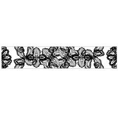 Stylized Botanical Motif Black And White Print Large Flano Scarf  by dflcprintsclothing