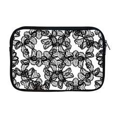 Stylized Botanical Motif Black And White Print Apple MacBook Pro 17  Zipper Case