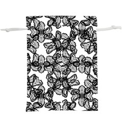 Stylized Botanical Motif Black And White Print  Lightweight Drawstring Pouch (xl) by dflcprintsclothing