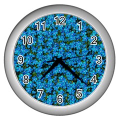 Blue Sakura Forest  Tree So Meditative And Calm Wall Clock (silver) by pepitasart