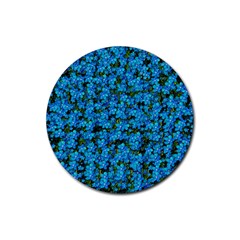 Blue Sakura Forest  Tree So Meditative And Calm Rubber Coaster (round)  by pepitasart