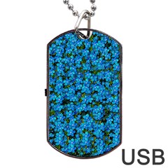 Blue Sakura Forest  Tree So Meditative And Calm Dog Tag USB Flash (Two Sides)