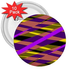 Abstract Geometric Blocks, Yellow, Orange, Purple Triangles, Modern Design 3  Buttons (10 Pack)  by Casemiro