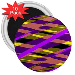 Abstract Geometric Blocks, Yellow, Orange, Purple Triangles, Modern Design 3  Magnets (10 Pack)  by Casemiro