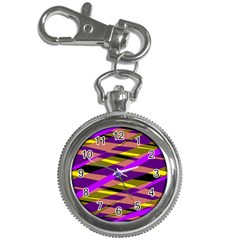 Abstract Geometric Blocks, Yellow, Orange, Purple Triangles, Modern Design Key Chain Watches by Casemiro