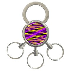 Abstract Geometric Blocks, Yellow, Orange, Purple Triangles, Modern Design 3-ring Key Chain by Casemiro