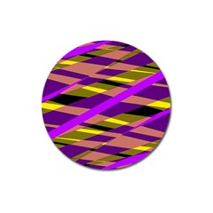 Abstract Geometric Blocks, Yellow, Orange, Purple Triangles, Modern Design Magnet 3  (round) by Casemiro