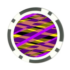 Abstract Geometric Blocks, Yellow, Orange, Purple Triangles, Modern Design Poker Chip Card Guard (10 Pack) by Casemiro