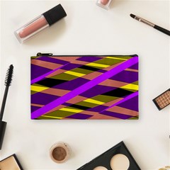 Abstract Geometric Blocks, Yellow, Orange, Purple Triangles, Modern Design Cosmetic Bag (small) by Casemiro