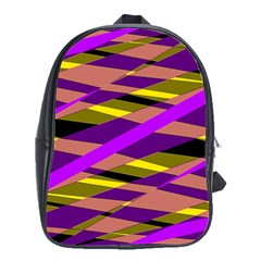 Abstract Geometric Blocks, Yellow, Orange, Purple Triangles, Modern Design School Bag (large) by Casemiro