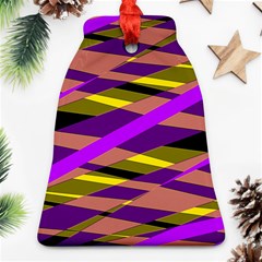 Abstract Geometric Blocks, Yellow, Orange, Purple Triangles, Modern Design Ornament (bell) by Casemiro