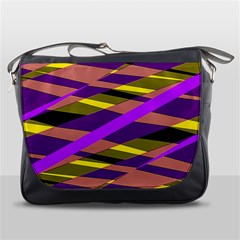 Abstract Geometric Blocks, Yellow, Orange, Purple Triangles, Modern Design Messenger Bag by Casemiro