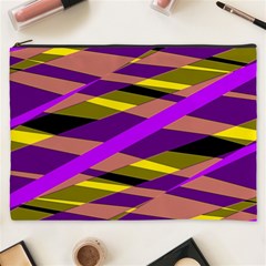 Abstract Geometric Blocks, Yellow, Orange, Purple Triangles, Modern Design Cosmetic Bag (xxxl) by Casemiro