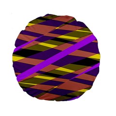 Abstract Geometric Blocks, Yellow, Orange, Purple Triangles, Modern Design Standard 15  Premium Round Cushions by Casemiro