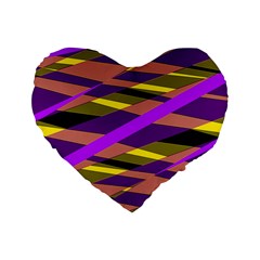 Abstract Geometric Blocks, Yellow, Orange, Purple Triangles, Modern Design Standard 16  Premium Heart Shape Cushions by Casemiro