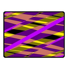 Abstract Geometric Blocks, Yellow, Orange, Purple Triangles, Modern Design Double Sided Fleece Blanket (small)  by Casemiro