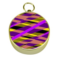 Abstract Geometric Blocks, Yellow, Orange, Purple Triangles, Modern Design Gold Compasses by Casemiro