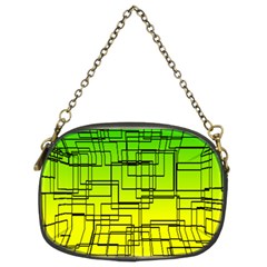 Geometrical Lines Pattern, Asymmetric Blocks Theme, Line Art Chain Purse (two Sides) by Casemiro