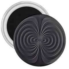 Abstract Metallic Spirals, Silver Color, Dark Grey, Graphite Colour 3  Magnets by Casemiro