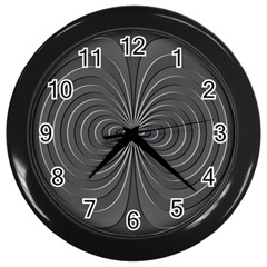 Abstract Metallic Spirals, Silver Color, Dark Grey, Graphite Colour Wall Clock (black) by Casemiro