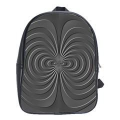 Abstract Metallic Spirals, Silver Color, Dark Grey, Graphite Colour School Bag (large) by Casemiro