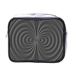 Abstract Metallic Spirals, Silver Color, Dark Grey, Graphite Colour Mini Toiletries Bag (one Side) by Casemiro