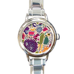 Spring Pattern Round Italian Charm Watch by designsbymallika