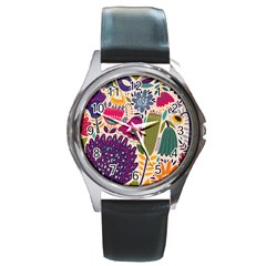 Spring Pattern Round Metal Watch by designsbymallika