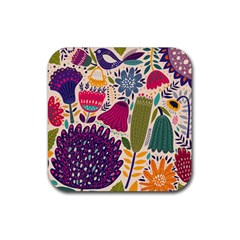 Spring Pattern Rubber Coaster (square)  by designsbymallika