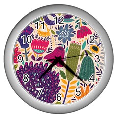 Spring Pattern Wall Clock (silver) by designsbymallika